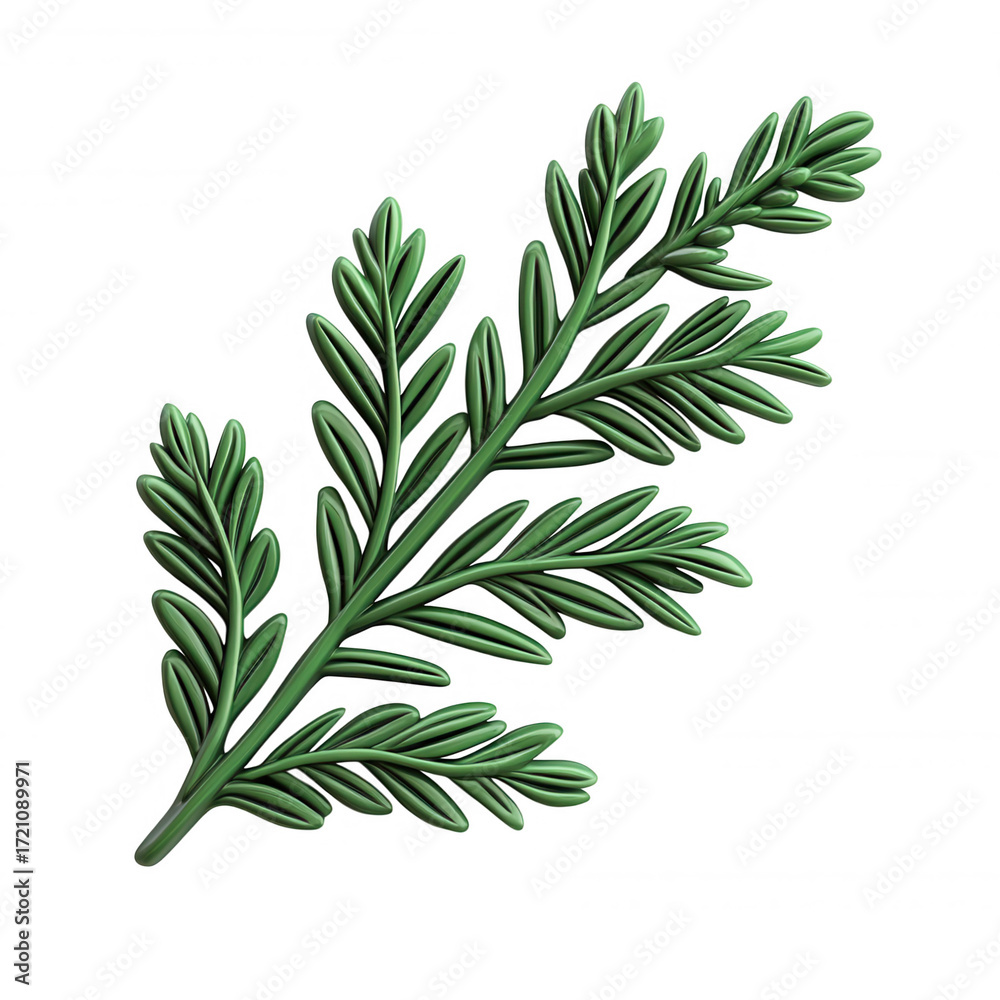 Fototapeta premium Realistic 3d icon a fir branch, isolated a transparent background, perfect for christmas or nature themed projects