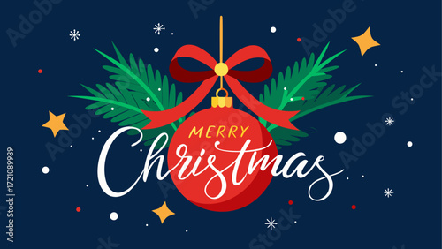 Christmas ornament with pine and stars art