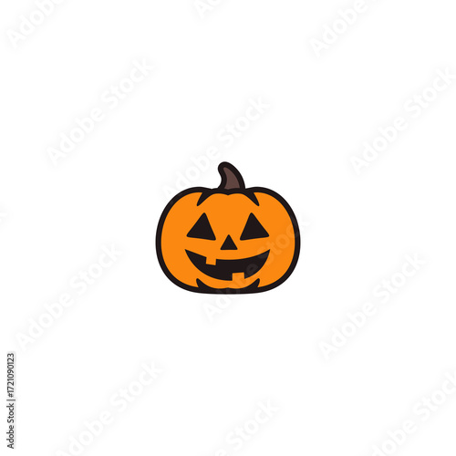 Halloween Jack O’Lantern Pumpkin Icon – Spooky Smiling Face Illustration for Holiday Celebration and Decoration Vector