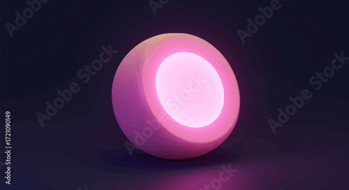 A futuristic minimalist sphere with a vibrant glowing pink neon core, an abstract 3D render representing energy, technology, or innovation