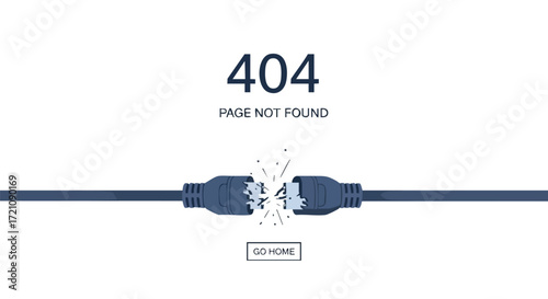 Frustrated user seeing 404 error message with broken cable needing repair on website for technology challenges and internet connectivity issues