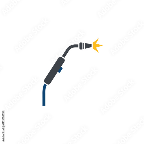 Modern industrial welding torch igniting bright sparks for heavy metalworking and construction projects, a professional artisan's essential equipment