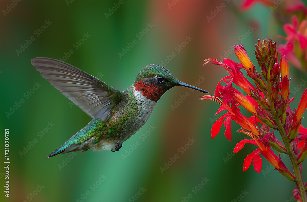 Naklejka premium hummingbird, bird, flying, nature, green, wildlife, 