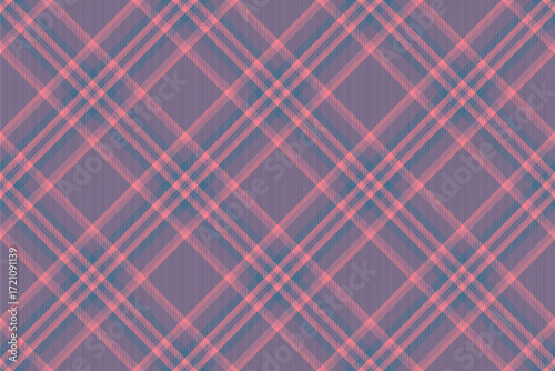 Native textile seamless fabric, performance check vector texture. Sewing background pattern plaid tartan in pastel and red colors.