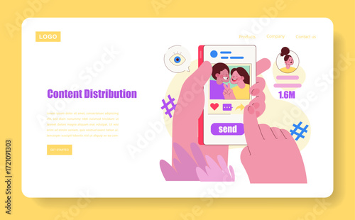 Social Media Engagement on Mobile Device Vector Illustration