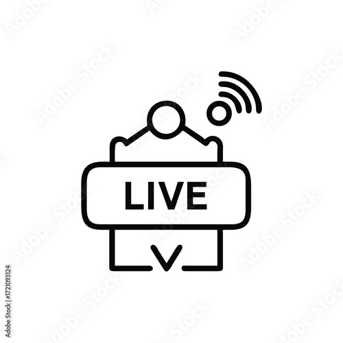 Live Streaming Icon, Online Broadcast Icon, Webcast Symbol, Video Stream Icon, Digital Streaming Icon
