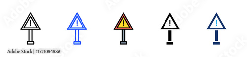 Hazard Sign Icon Collection With Multiple Styles