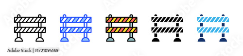 Road Barrier Icon Collection With Multiple Styles