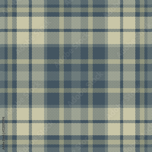 Small tartan pattern fabric, long check texture vector. Mexican textile plaid background seamless in pastel and cyan colors.