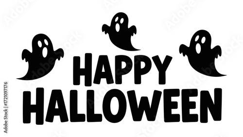 Spooky Halloween Message: Celebrate Halloween with this fun and festive illustration featuring playful ghost. The classic imagery creates a simple, yet fun design.