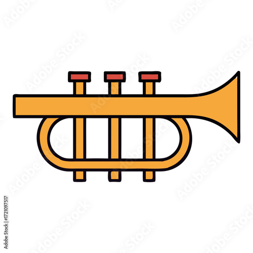 Trumpet Illustration Musical Instrument Yellow Red Graphic Icon