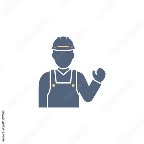 Professional Construction Worker or Engineer Wearing Safety Hardhat and Overalls Representing Industrial Job and Building Career