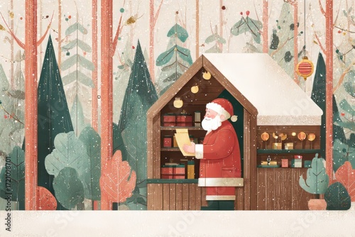 Christmas Background Illustration with Snowy Effects to use for Posters, Covers, Copyspace, and Greeting Card Designs