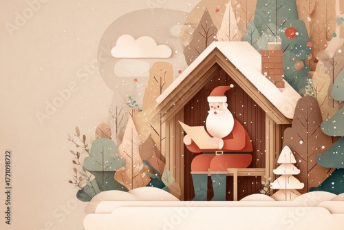 Christmas Background Illustration with Snowy Effects to use for Posters, Covers, Copyspace, and Greeting Card Designs