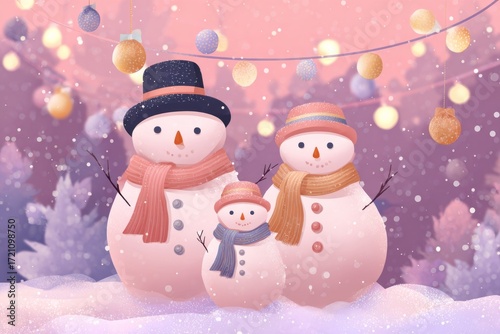 Christmas Background Illustration with Snowy Effects to use for Posters, Covers, Copyspace, and Greeting Card Designs