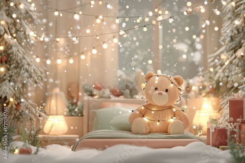 Christmas Background Illustration with Snowy Effects to use for Posters, Covers, Copyspace, and Greeting Card Designs