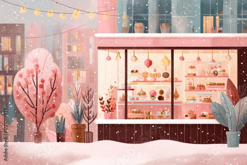 Christmas Background Illustration with Snowy Effects to use for Posters, Covers, Copyspace, and Greeting Card Designs