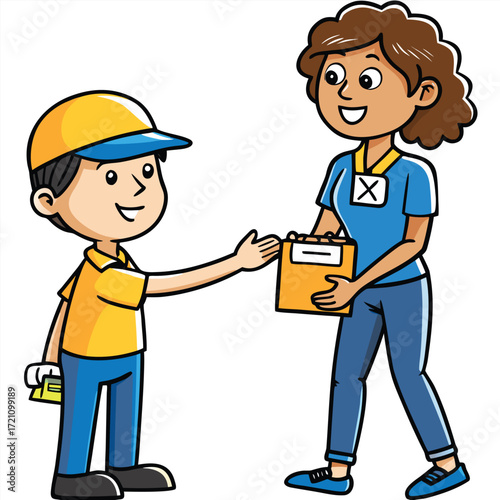 expo-volunteer-helping-guest-isolated-on-white-bac.eps