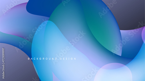 Abstract fluid shapes blend, creating dynamic blue, purple gradients. Dark background emphasizes vibrant color transitions. Modern design element.