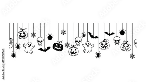 Spooky Halloween Decorations: A captivating and festive array of Halloween-themed decorations, including carved pumpkins, ghostly apparitions, sinister spiders, and grinning skulls.