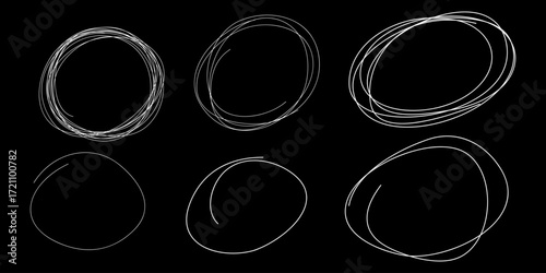 Hand drawn scribble line circles. Doodle circular for message note mark design element