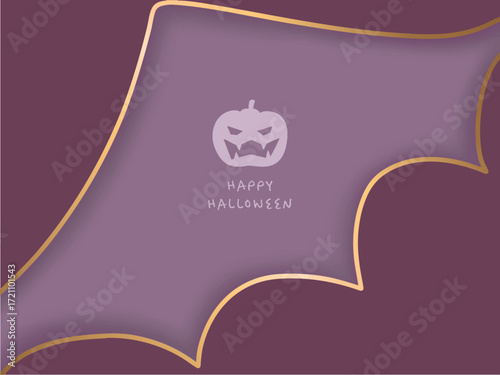 コウモリの羽の形のフレームとカボチャのハロウィン背景