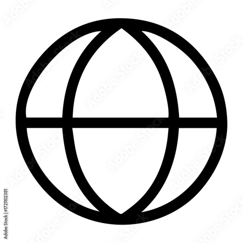 A black and white drawing of a globe. The globe is surrounded by a circle and is the main focus of the image