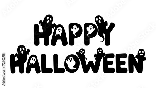 Spooky Happy Halloween: A playful arrangement spells out Happy Halloween, embellished with ghostly silhouettes.