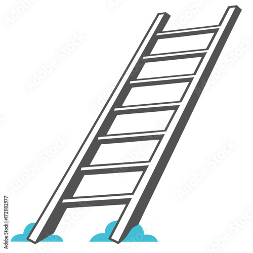 Climb the ladder of success, a wooden stepladder isolated on a white background, with each step a new height in business growth