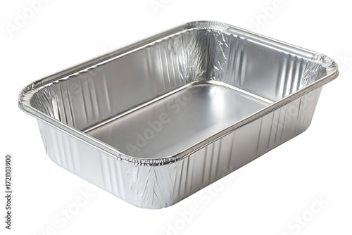 Rectangular aluminum foil baking pan isolated on a transparent background container