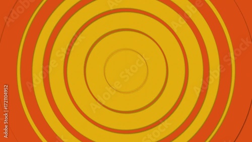 Retro Style Orange and Yellow Concentric Circles Abstract Motion Background