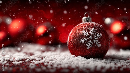 Wallpaper Mural A red snow globe with a snowflake on it sits on a red background Torontodigital.ca