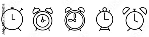 Alarm clock icon vector set. Time illustration sign collection. Clock sign. Watch symbol.