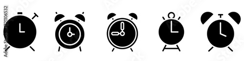 Alarm clock icon vector set. Time illustration sign collection. Clock sign. Watch symbol.