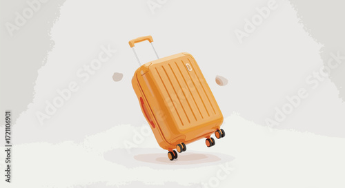 Stylish orange suitcase ready for your next adventure, pack your bags and go on a fun trip with this vibrant luggage perfect for travel