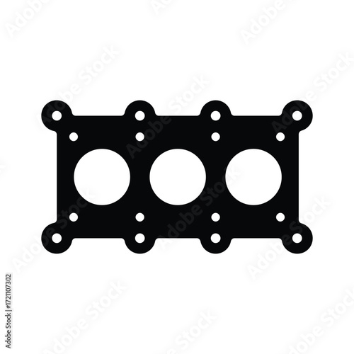 A simple, black outline vector graphic of a cylinder head gasket.