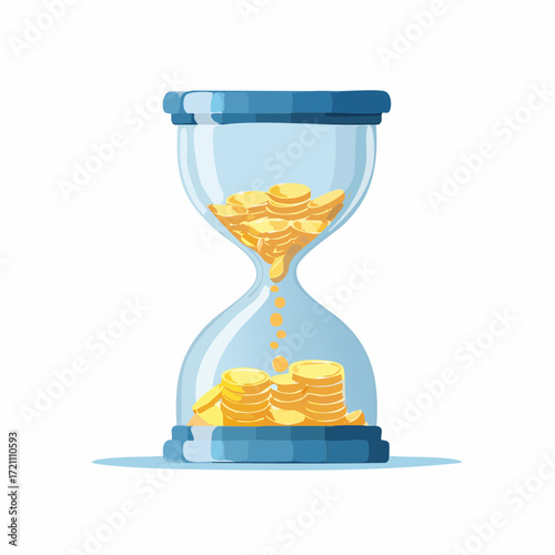 Time is money Hourglass filled with gold coins, symbolizing financial growth and investment