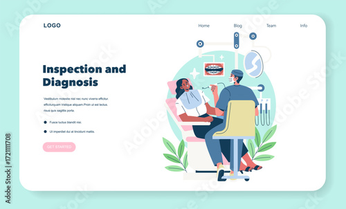 Dentist and Patient During Dental Checkup Vector Illustration