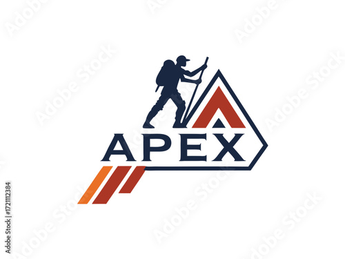 Silhouette of a climber reaching the mountain apex.