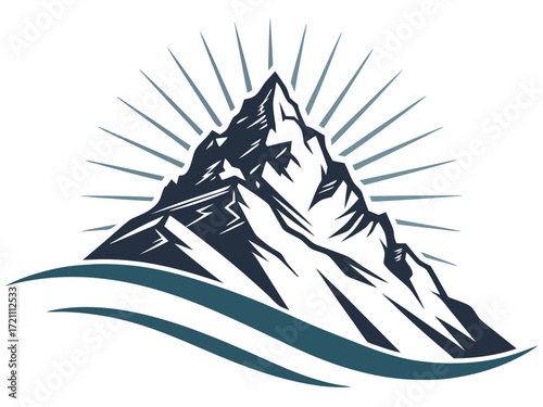 Silhouette of a climber reaching the mountain apex.