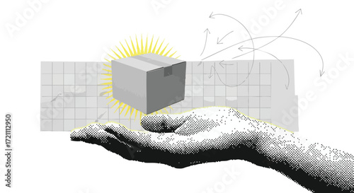 Offering seamless delivery solution with safe arrival, hand holding package with care, ensuring package arrives safely and securely to its final destination