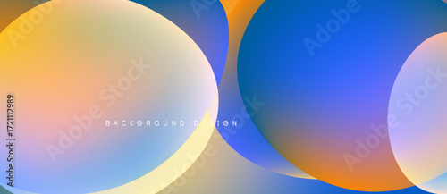 Abstract colorful overlapping circles create vibrant background. Gradient hues blend smoothly, offering modern aesthetic.