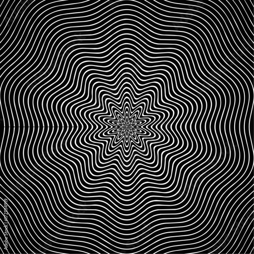 Mesmerizing optical illusion with hypnotic wavy lines creating a dizzying effect, perfect for bold backgrounds or impactful design elements with a modern edge