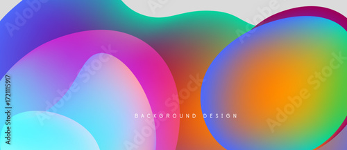 Abstract fluid shapes blend vibrant colors. Gradient transitions create dynamic visual effect. Modern design element for backgrounds.