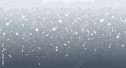 A realistic falling snow effect on a dark, blurry gray background, creating a moody and atmospheric winter or blizzard scene.