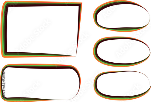 colorful hand drawn stylized curve art lines text box frames collection