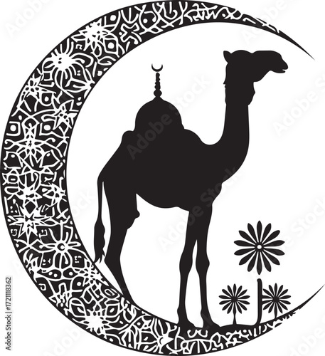 Arabian Camel Silhouette Vector Bundle | Desert Camel Moon Mandala SVG PNG EPS JPG Clipart