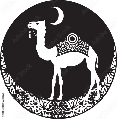 Arabian Camel Silhouette Vector Bundle | Desert Camel Moon Mandala SVG PNG EPS JPG Clipart