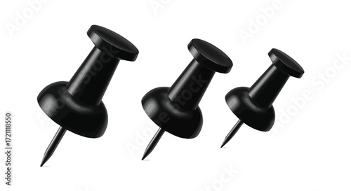 Secure your notes with these sleek black push pins for a modern, professional look at the office or on your bulletin boards today