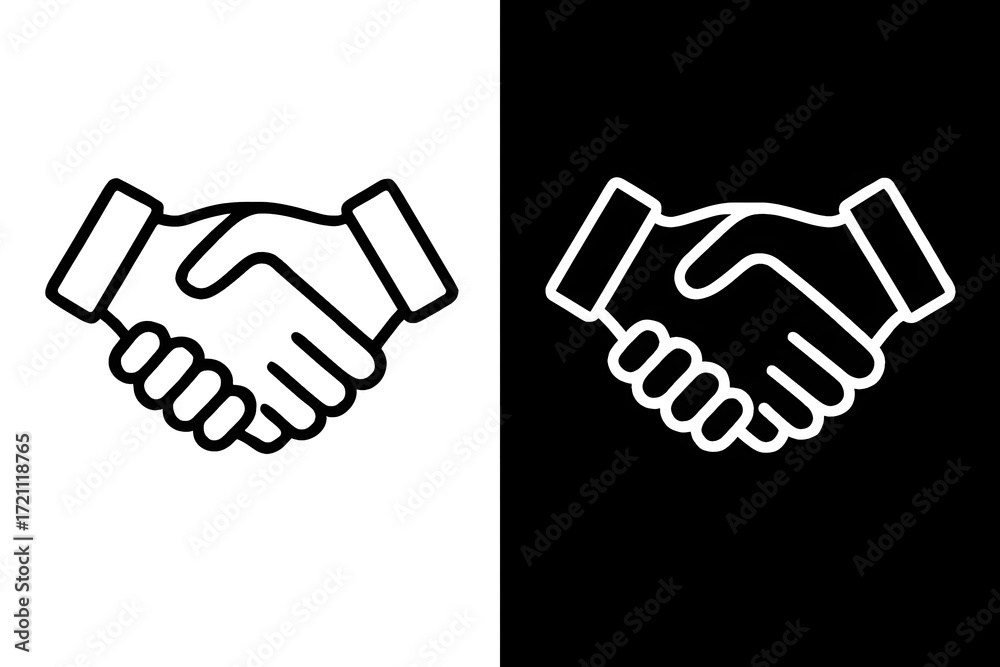 Fototapeta premium Handshake Icons Diverse Design Options for Business, Collaboration, and Agreement Symbols